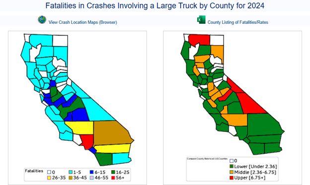 Trucking accident fatalities in California, 2024